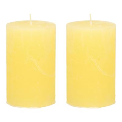 Stompkaars - 2x - geel - 5 x 8 cm - klein rustiek model - cilinderkaars - kaars