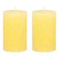 Stompkaars - 2x - geel - 5 x 8 cm - klein rustiek model - cilinderkaars - kaars