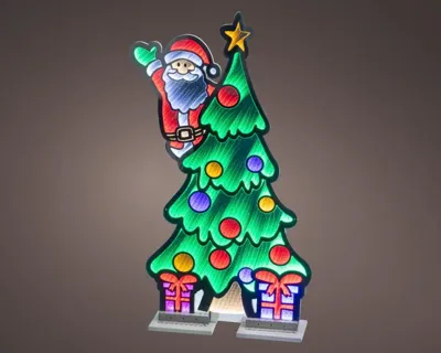 Lumineo kerstverlichting LED Infinity lights kerstman & boom buiten 120cm, koel wit