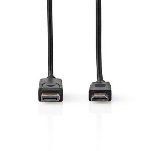 Nedis DisplayPort-Kabel | DisplayPort Male | HDMI Connector | 4K@60Hz | Vernikkeld | 2.00 m | Rond | PVC | Zwart | Label - CCGL37101BK20