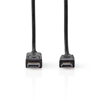 Nedis DisplayPort-Kabel | DisplayPort Male | HDMI Connector | 4K@60Hz | Vernikkeld | 2.00 m | Rond | PVC | Zwart | Label - CCGL37101BK20