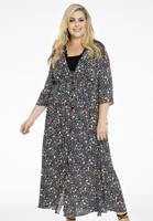 Yoek Jurk knopen FLOWER RAIN | Zwart | Maat 50/52