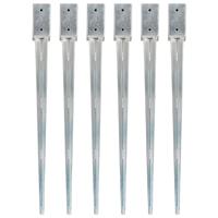 Grondpinnen 6 st 7x7x90 cm gegalvaniseerd staal zilverkleurig