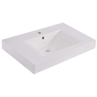 Xellanz Tigris Wastafel Enkel met 1 Kraangat - 60x46x8cm - Kunstmarmer - Glans Wit