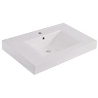 Xellanz Tigris Wastafel Enkel met 1 Kraangat - 60x46x8cm - Kunstmarmer - Glans Wit