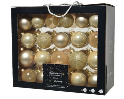 Kerstbal glas d7cm parel ass 42st - Decoris