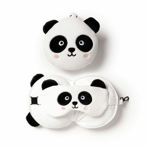 Panda knuffel/reiskussen/slaapmasker - 2-in-1 set - voor kinderen