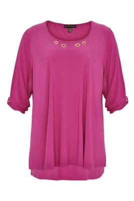 Yoek Shirt turn-up sleeves | Roze | Maat Plus