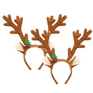 Kerst diadeems/haarbanden - 2x - rendier gewei - bruin - 30 cm