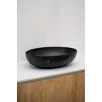 Riho Marmic Oval Waskom 52x39.5x13cm Keramiek Ovaal marmer mat zwart W031004M01 - thumbnail