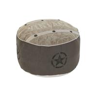 Kussen DKD Home Decor Voor op de grond Beige Polyester Katoen Leer Vintage (50 x 50 x 34 cm)