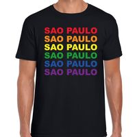 Regenboog Sao Paulo gay pride evenement shirt voor heren zwart 2XL  - - thumbnail
