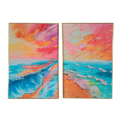 Schilderij Home ESPRIT Strand Mediterrane 80 x 3,5 x 120 cm (2 Stuks)