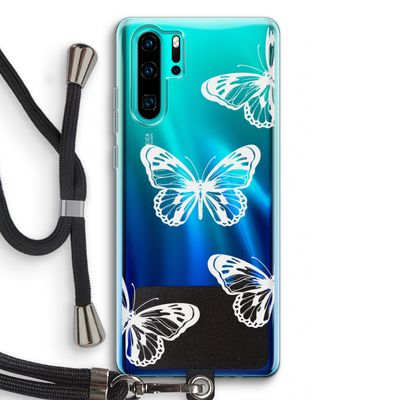 White butterfly: Huawei P30 Pro Transparant Hoesje met koord