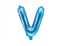 Folieballon Licht Blauw Letter &apos;V&apos; - 35cm