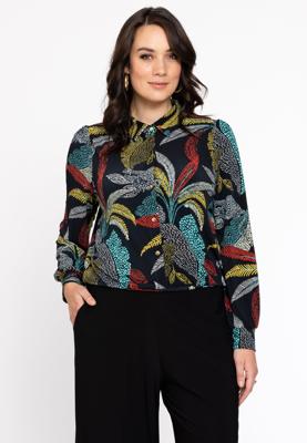 Yoek Blouse kort | Zwart | Maat 50/52