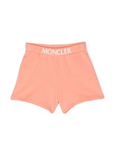 Moncler Enfant short à taille logo - Orange