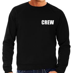 Crew tekst grote maten sweater / trui zwart heren