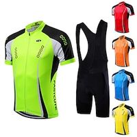 Voor heren Wielrenshirt met strakke shorts Korte mouw Bergracen Wegwielrennen Herfst Geel Licht Groen Rood Fietsen Sportoutfits Ademend Sneldrogend Achterzak Lycra Sport Met Patroon Kleding Lightinthebox - thumbnail