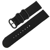 Wasbaar nylon canvas horlogeband band breedte: 18mm (zwart met zwarte ring gesp)