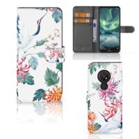 Nokia 7.2 | Nokia 6.2 | Telefoonhoesje | Met pasjeshouder | Bird Flowers