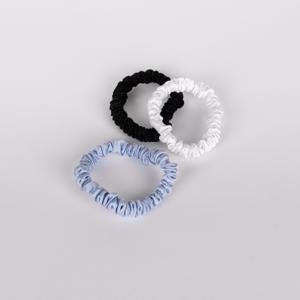 Zijden Scrunchies Klein White, Blue & Black