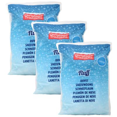 Kunstsneeuw/nepsneeuw - 3x - in zak - 225 gram - sneeuwdons - watten - wit - winterversiering