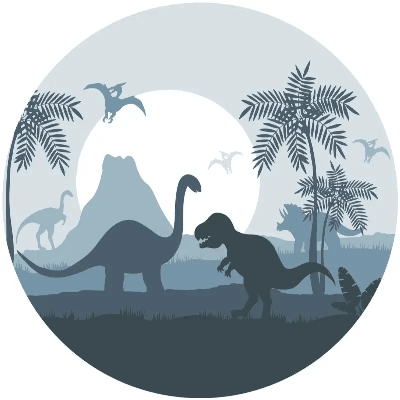 Designed4Kids muurcircel dino blauw-forex plaat / Ø 125 cm