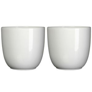 Set van 3x stuks bloempotten wit keramiek voor kamerplant H18.5 x D19.5 cm