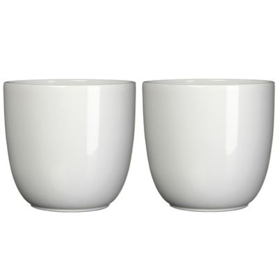 Set van 3x stuks bloempotten wit keramiek voor kamerplant H18.5 x D19.5 cm
