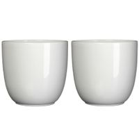 Set van 3x stuks bloempotten wit keramiek voor kamerplant H18.5 x D19.5 cm