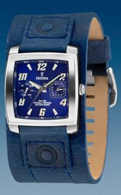 Horlogeband Festina F16182-4 Onderliggend Leder Blauw 22mm