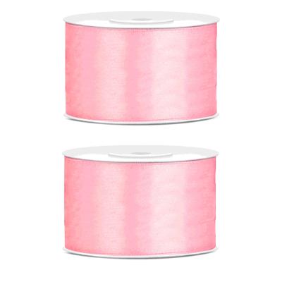 Hobby Sierlint satijn - 2x - licht roze - 25 meter - cadeaulint - satijnlint/sierlinten