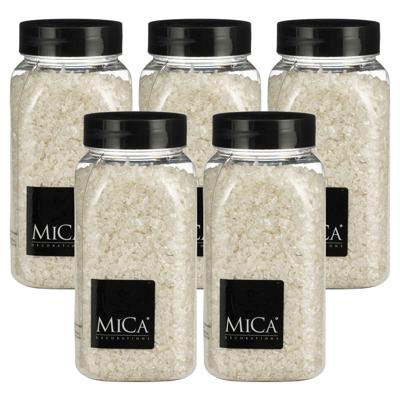 Mica Decorations decoratie stenen / granulaat - 5x - 650 ml - 2-4 mm - mat wit