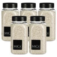 Mica Decorations decoratie stenen / granulaat - 5x - 650 ml - 2-4 mm - mat wit
