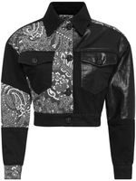 Philipp Plein veste crop en jean à motif cachemire - Noir - thumbnail