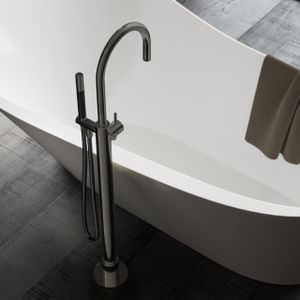 Hotbath Cobber badmengkraan vloermontage zwart chroom CB077BK
