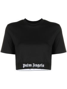 Palm Angels t-shirt crop à bande logo - Noir