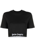 Palm Angels t-shirt crop à bande logo - Noir