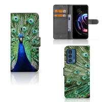 Motorola Edge 20 Pro Telefoonhoesje met Pasjes Pauw - thumbnail