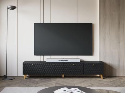 Tv-meubel FUKETTE 4 klapdeuren 190 cm grafiet/goud