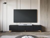 Tv-meubel FUKETTE 4 klapdeuren 190 cm grafiet/goud