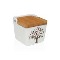 Zoutvaatje met deksel Versa Keramisch Boomstructuur 8,8 x 8,5 x 8,8 cm