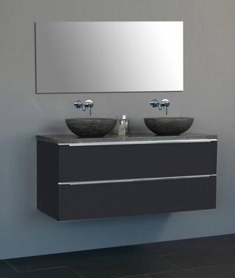 Badmeubel Senza Dynasty met 2 ronde kommen 120 Hoogglans Antraciet