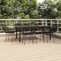 9-delige Tuinset poly rattan zwart