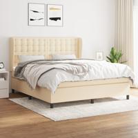Boxspring met matras stof crèmekleurig 160x200 cm