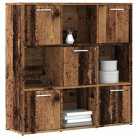 Boekenkast 90x28x90 cm bewerkt hout oud houtkleurig