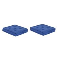 Items Vloerkussen Kenya - 2x - Marine blauw - katoen - 60 x 60 x 13 cm - Extra dik grond zitkussen