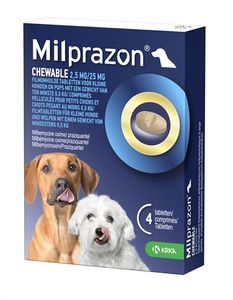 KRKA MILPRAZON ONTWORMINGSTABLETTEN HOND >0,5 KG 2,5 MG/25 MG 4 TBL