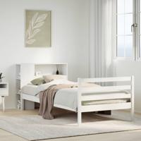 Bed met boekenkast zonder matras grenenhout wit 75x190 cm